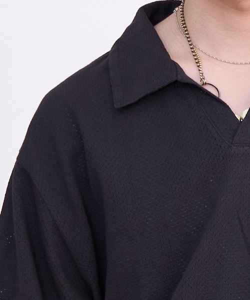 Healthknit(ヘルスニット)の「Healthknit U.S.Cotton Mesh Skipper Collar S/S (#55021)(Tシャツ/カットソー・メンズ・オレンジ/ブラック・MEDIUM/LARGE/X-LARGE)」の6枚目の写真