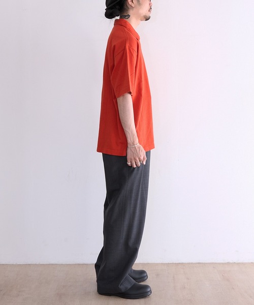 Healthknit(ヘルスニット)の「Healthknit U.S.Cotton Mesh Skipper Collar S/S (#55021)(Tシャツ/カットソー・メンズ・オレンジ/ブラック・MEDIUM/LARGE/X-LARGE)」の8枚目の写真