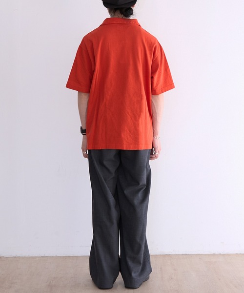 Healthknit(ヘルスニット)の「Healthknit U.S.Cotton Mesh Skipper Collar S/S (#55021)(Tシャツ/カットソー・メンズ・オレンジ/ブラック・MEDIUM/LARGE/X-LARGE)」の9枚目の写真