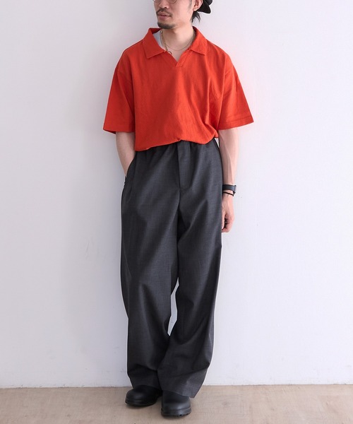 Healthknit(ヘルスニット)の「Healthknit U.S.Cotton Mesh Skipper Collar S/S (#55021)(Tシャツ/カットソー・メンズ・オレンジ/ブラック・MEDIUM/LARGE/X-LARGE)」の10枚目の写真