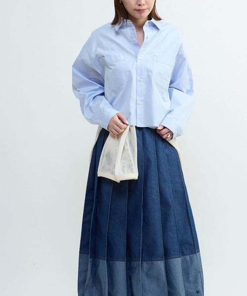 CONVERSE TOKYO(コンバーストウキョウ)の「LIGHT DENIM PLEATED SKIRT(デニムスカート・レディース・インディゴブルー/ブラック・FREE)」の20枚目の写真