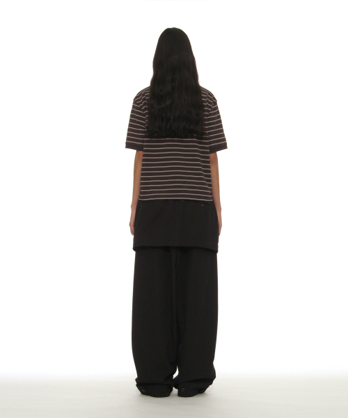 PARTIMENTO WOMEN(パルティメントウィメン)の「アシンメトリックポロレギュラーティー_チャコールストライプ(ポロシャツ・レディース・その他・SMALL/MEDIUM)」の4枚目の写真