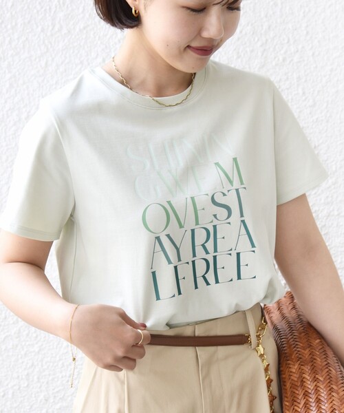 SHIPS(シップス)の「【WEB限定】オーガニック コットン コンパクト プリント TEE(Tシャツ/カットソー・レディース・ブラウン/ライトグリーン/オフホワイト・ONE SIZE)」の7枚目の写真
