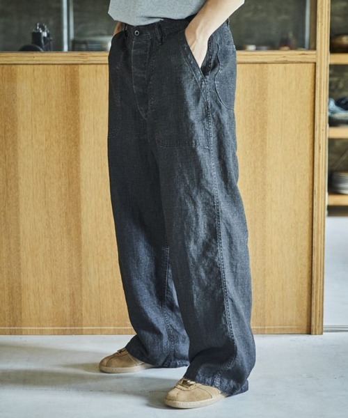 orSlow（オアスロウ）の「WWⅡ 40S U.S NAVY SUMI COATED LINEN UTILITY TROUSERS（その他パンツ・メンズ・ブラック・L/M/S）」の2枚目の写真