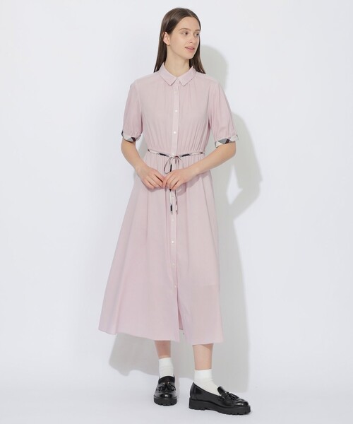 BLUE LABEL CRESTBRIDGE(ブルーレーベルクレストブリッジ)の「【WEB限定】コットンエアークロスシャツドレス(ワンピース・レディース・ベビーピンク/ダークネイビー・36/38)」の3枚目の写真
