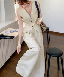 Miniministore（ミニミニストア）の「リネン混ベスト×ワイドパンツセットアップ（セットアップ）」