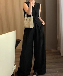 Miniministore（ミニミニストア）の「リネン混ベスト×ワイドパンツセットアップ（セットアップ）」