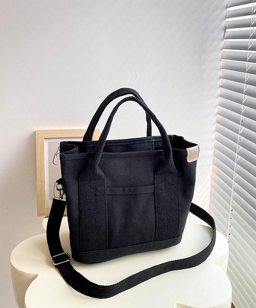 VIBGYOR(ヴィブジョー)の「Mignonjour/2WAYシンプルキャンバスミニトートバッグ M2934(トートバッグ・レディース・ブラック/アイボリー/ブラウン・FREE)」の6枚目の写真