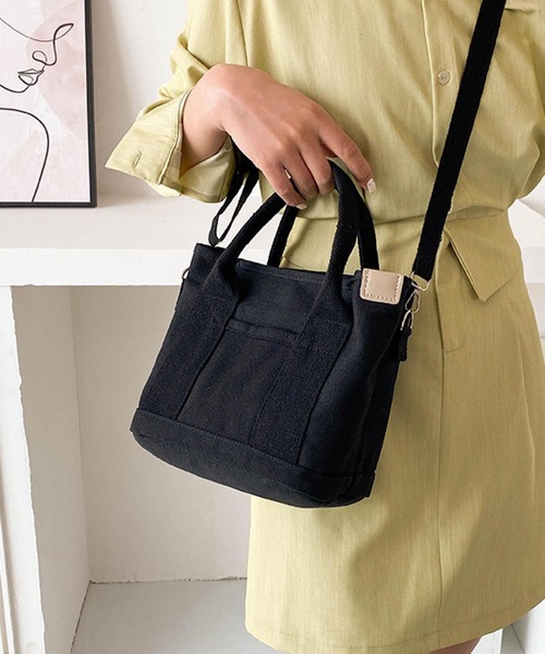 VIBGYOR(ヴィブジョー)の「Mignonjour/2WAYシンプルキャンバスミニトートバッグ M2934(トートバッグ・レディース・ブラック/アイボリー/ブラウン・FREE)」の7枚目の写真