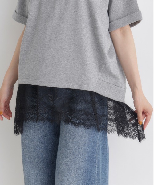 Right-on（ライトオン）の「【HONEYSUCKLE ROSE】レース切替ノースリーブTシャツ（タンクトップ・レディース・ホワイト/ブラック・L）」の2枚目の写真