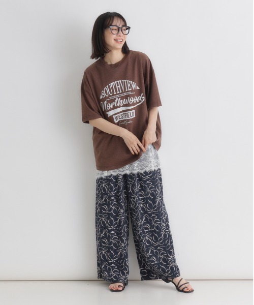 Right-on（ライトオン）の「【HONEYSUCKLE ROSE】レース切替ノースリーブTシャツ（タンクトップ・レディース・ホワイト/ブラック・L）」の3枚目の写真
