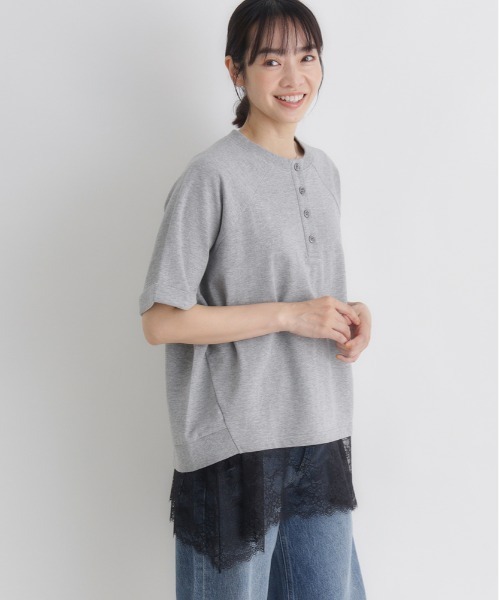 Right-on（ライトオン）の「【HONEYSUCKLE ROSE】レース切替ノースリーブTシャツ（タンクトップ・レディース・ホワイト/ブラック・L）」の7枚目の写真