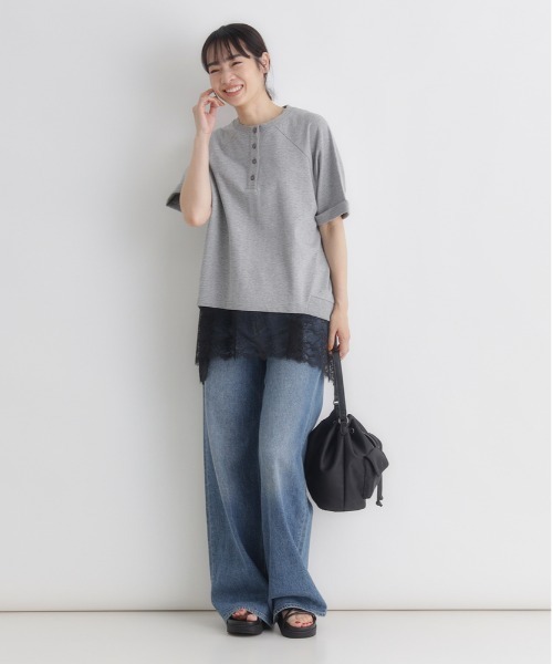 Right-on（ライトオン）の「【HONEYSUCKLE ROSE】レース切替ノースリーブTシャツ（タンクトップ・レディース・ホワイト/ブラック・L）」の8枚目の写真