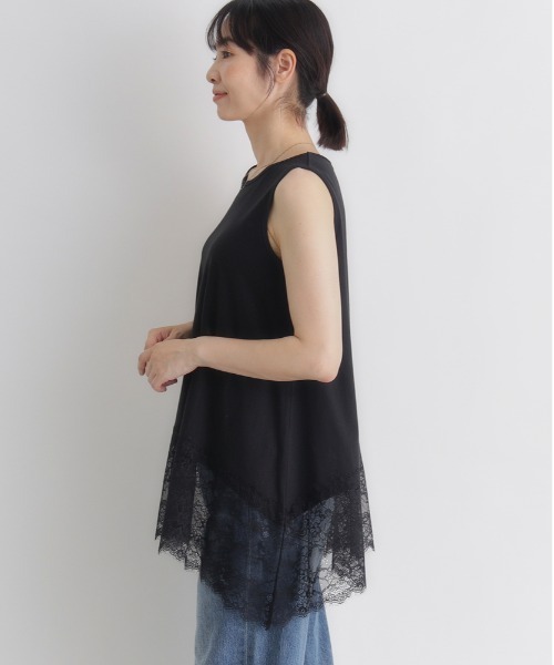 Right-on（ライトオン）の「【HONEYSUCKLE ROSE】レース切替ノースリーブTシャツ（タンクトップ・レディース・ホワイト/ブラック・L）」の10枚目の写真