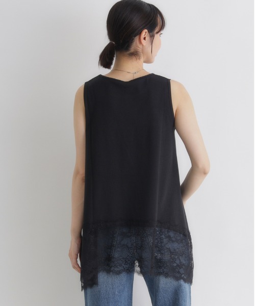 Right-on（ライトオン）の「【HONEYSUCKLE ROSE】レース切替ノースリーブTシャツ（タンクトップ・レディース・ホワイト/ブラック・L）」の11枚目の写真