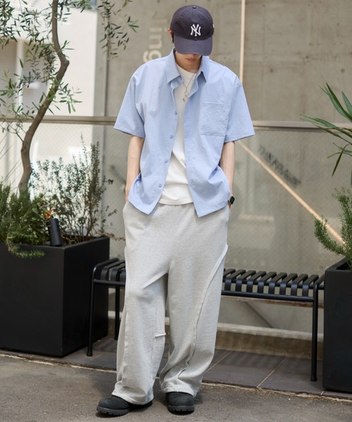 WEGO(ウィゴー)の「WEGO/クロップドSS無地シャツ(シャツ/ブラウス・メンズ・サックスブルー/ホワイト/ピンク・LARGE/MEDIUM)」の5枚目の写真