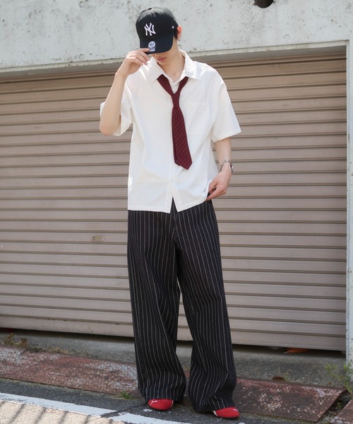 WEGO(ウィゴー)の「WEGO/クロップドSS無地シャツ(シャツ/ブラウス・メンズ・サックスブルー/ホワイト/ピンク・LARGE/MEDIUM)」の4枚目の写真