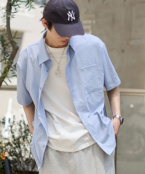 WEGO(ウィゴー)の「WEGO/クロップドSS無地シャツ(シャツ/ブラウス・メンズ・サックスブルー/ホワイト/ピンク・LARGE/MEDIUM)」の17枚目の写真