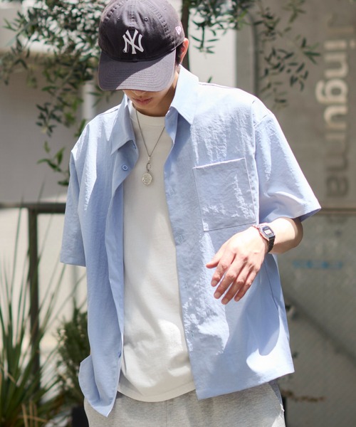WEGO(ウィゴー)の「WEGO/クロップドSS無地シャツ(シャツ/ブラウス・メンズ・サックスブルー/ホワイト/ピンク・LARGE/MEDIUM)」の18枚目の写真