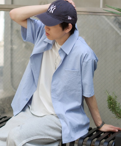 WEGO(ウィゴー)の「WEGO/クロップドSS無地シャツ(シャツ/ブラウス・メンズ・サックスブルー/ホワイト/ピンク・LARGE/MEDIUM)」の21枚目の写真