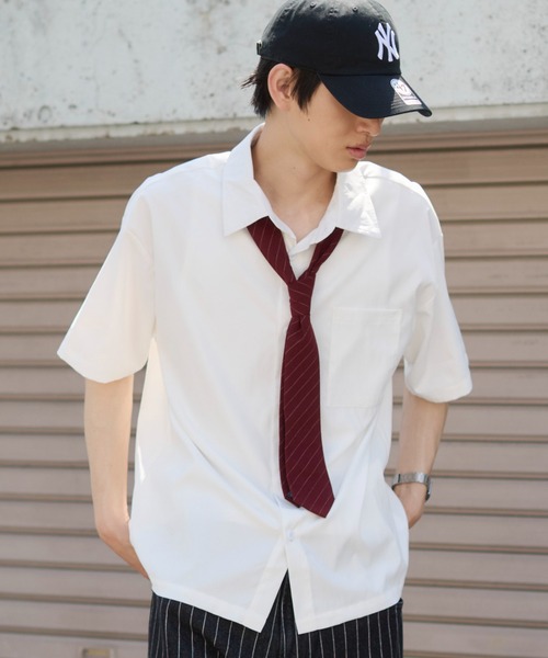 WEGO(ウィゴー)の「WEGO/クロップドSS無地シャツ(シャツ/ブラウス・メンズ・サックスブルー/ホワイト/ピンク・LARGE/MEDIUM)」の10枚目の写真
