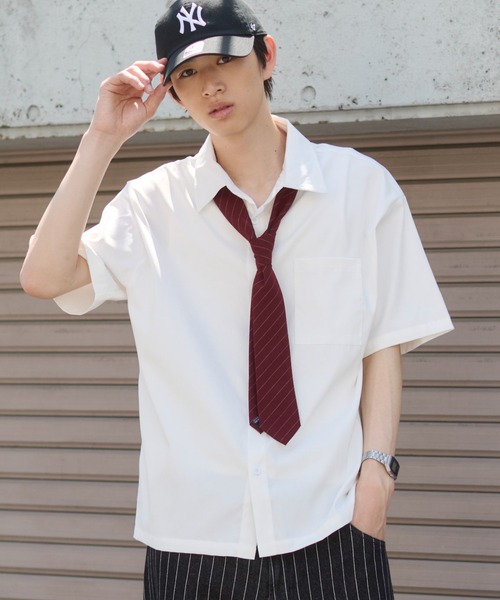 WEGO(ウィゴー)の「WEGO/クロップドSS無地シャツ(シャツ/ブラウス・メンズ・サックスブルー/ホワイト/ピンク・LARGE/MEDIUM)」の12枚目の写真