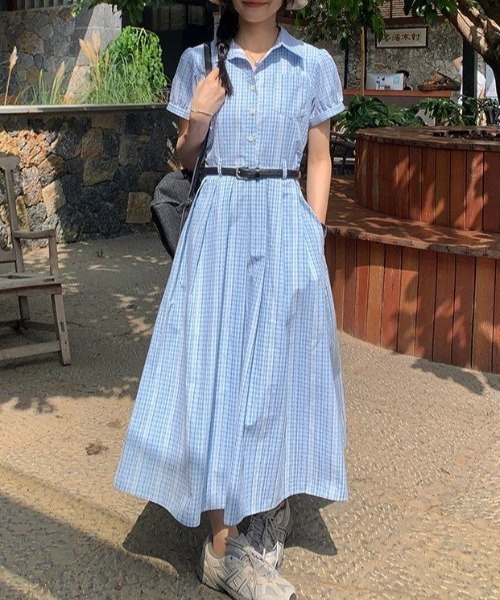 AMAJI(アマジ)の「ストライプ柄 シャツワンピース(シャツワンピース・レディース・ライトブルー・SMALL/MEDIUM/LARGE/X-LARGE)」の4枚目の写真