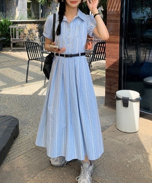 AMAJI(アマジ)の「ストライプ柄 シャツワンピース(シャツワンピース・レディース・ライトブルー・SMALL/MEDIUM/LARGE/X-LARGE)」の3枚目の写真