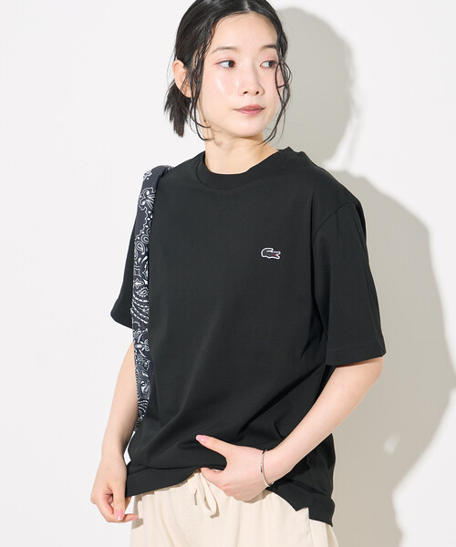 FREAK'S STORE(フリークスストア)の「LACOSTE/ラコステ アウトライン クロック クルーネック Tシャツ/ワンポイントTシャツ(Tシャツ/カットソー・レディース・ネイビー/ブラック/オフホワイト・2/3)」の8枚目の写真