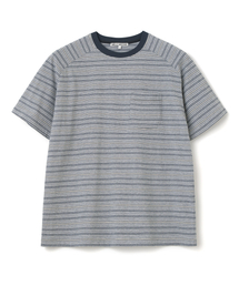リッツストライプポケットTシャツ[メランジグレー]