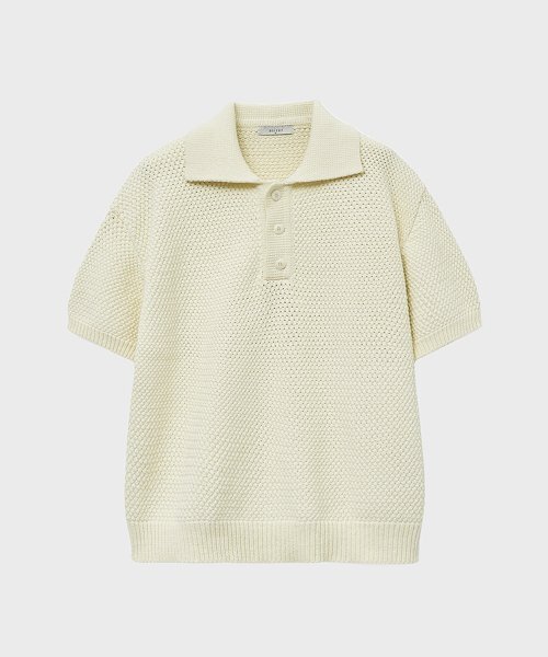 NOIRER（ノイア）の「オーバーサイズヘビーポロハーフニット（アイボリー）（ニット/セーター・メンズ・その他・48/50）」の2枚目の写真