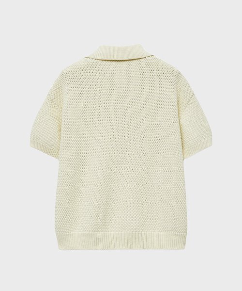 NOIRER（ノイア）の「オーバーサイズヘビーポロハーフニット（アイボリー）（ニット/セーター・メンズ・その他・48/50）」の3枚目の写真