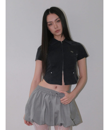 ORDINARY HOLIDAY（オーディナリー ホリデー）の「WASHING SHIRRING ZIP UP SHIRT [CHARCOAL]（シャツ/ブラウス）」