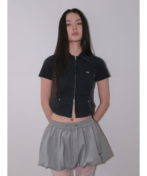 ORDINARY HOLIDAY（オーディナリー ホリデー）の「WASHING SHIRRING ZIP UP SHIRT [CHARCOAL]（シャツ/ブラウス・レディース・その他・FREE）」の2枚目の写真
