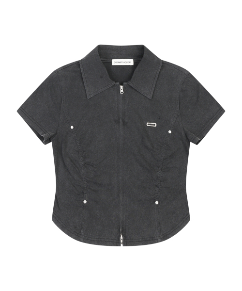 ORDINARY HOLIDAY（オーディナリー ホリデー）の「WASHING SHIRRING ZIP UP SHIRT [CHARCOAL]（シャツ/ブラウス・レディース・その他・FREE）」の3枚目の写真