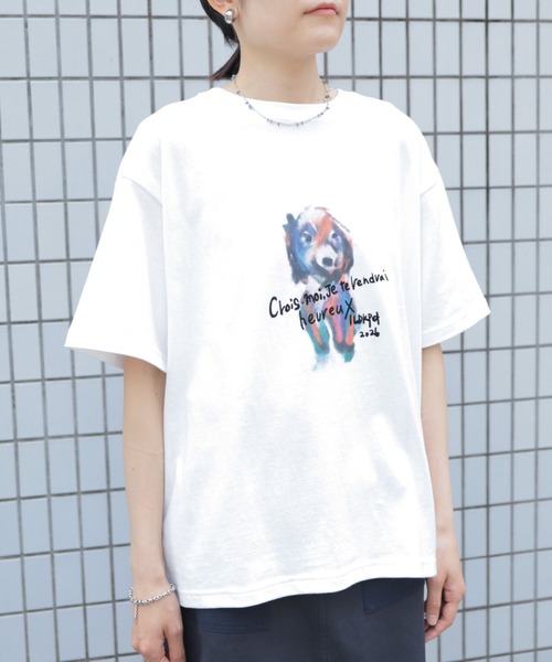 Blanc Bleu Minuit(ブランブルーミニュイ)の「カラフルDOG クルーネックTEE(Tシャツ/カットソー・レディース・ホワイト・FREE)」の6枚目の写真