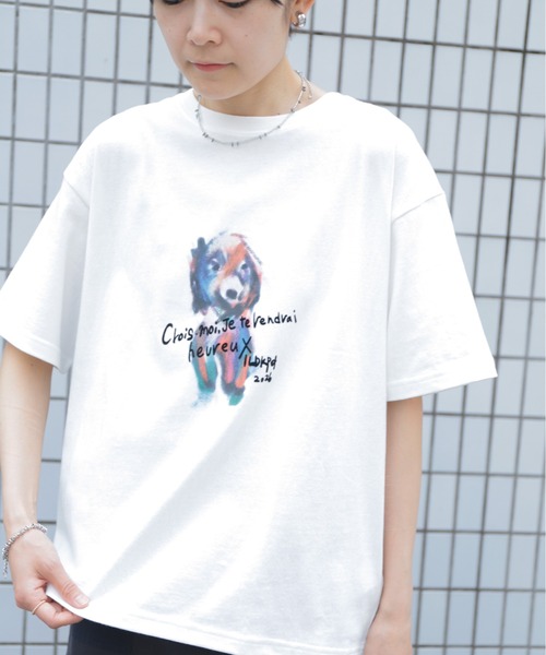 Blanc Bleu Minuit(ブランブルーミニュイ)の「カラフルDOG クルーネックTEE(Tシャツ/カットソー・レディース・ホワイト・FREE)」の5枚目の写真