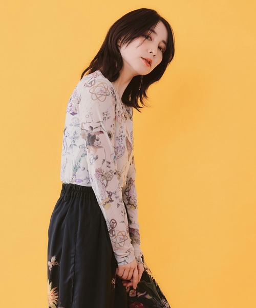 iS ScoLar（イズスカラー）の「562217：星座柄 チュールシアーインナー（Tシャツ/カットソー・レディース・ブラック/ピンク/アイボリー・M）」の19枚目の写真