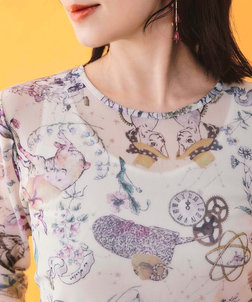 iS ScoLar（イズスカラー）の「562217：星座柄 チュールシアーインナー（Tシャツ/カットソー・レディース・ブラック/ピンク/アイボリー・M）」の13枚目の写真
