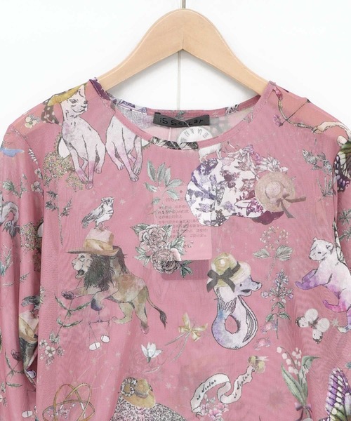 iS ScoLar（イズスカラー）の「562217：星座柄 チュールシアーインナー（Tシャツ/カットソー・レディース・ブラック/ピンク/アイボリー・M）」の5枚目の写真