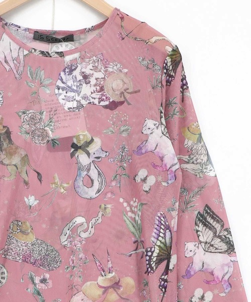 iS ScoLar（イズスカラー）の「562217：星座柄 チュールシアーインナー（Tシャツ/カットソー・レディース・ブラック/ピンク/アイボリー・M）」の6枚目の写真