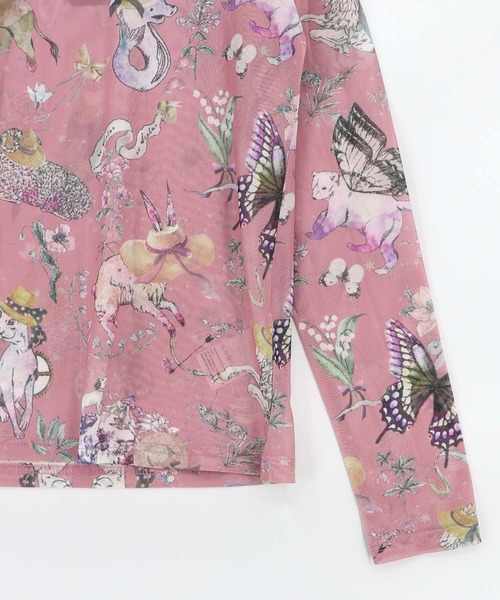 iS ScoLar（イズスカラー）の「562217：星座柄 チュールシアーインナー（Tシャツ/カットソー・レディース・ブラック/ピンク/アイボリー・M）」の7枚目の写真