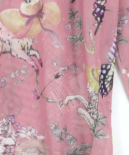 iS ScoLar（イズスカラー）の「562217：星座柄 チュールシアーインナー（Tシャツ/カットソー・レディース・ブラック/ピンク/アイボリー・M）」の8枚目の写真