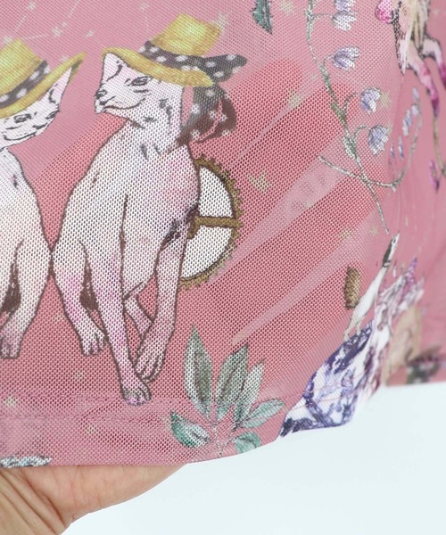 iS ScoLar（イズスカラー）の「562217：星座柄 チュールシアーインナー（Tシャツ/カットソー・レディース・ブラック/ピンク/アイボリー・M）」の9枚目の写真