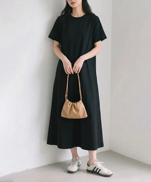 SETUP7(セットアップセブン)の「【SETUP7】選べる2丈・120cm/125cm 接触冷感レーヨンナイロンラインフレアワンピース SPD(ワンピース・レディース・グレー/ネイビー/チャコールグレー/ブラック・M/L)」の2枚目の写真
