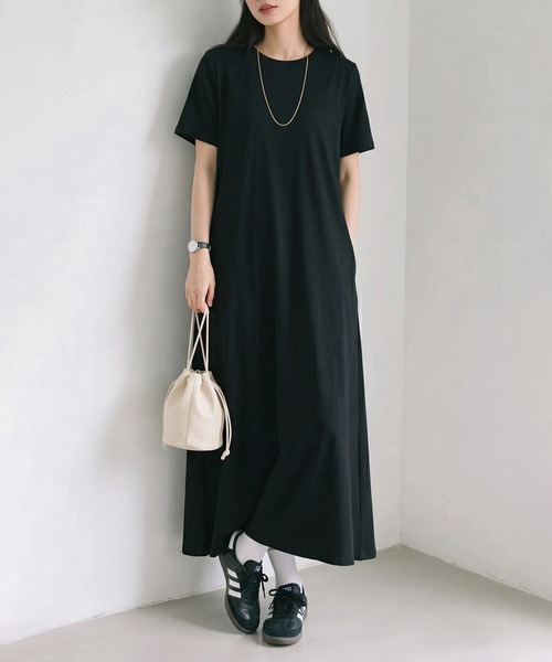 SETUP7(セットアップセブン)の「【SETUP7】選べる2丈・120cm/125cm 接触冷感レーヨンナイロンラインフレアワンピース SPD(ワンピース・レディース・グレー/ネイビー/チャコールグレー/ブラック・M/L)」の5枚目の写真