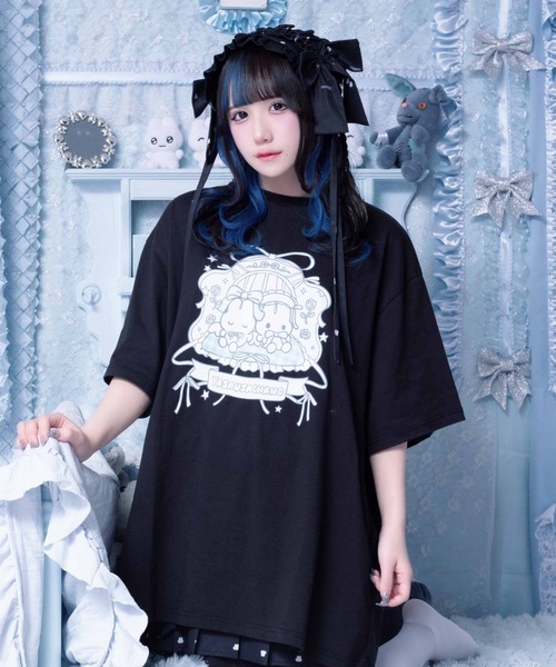 Whinny　やさうさちゃん ズッ友Tシャツ　おやすみTシャツ セール】Whinny/【Whinny×やさうさちゃん】やさうさちゃんおやすみT