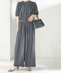 〈手洗い可能〉無地 カッセン ウエスト シャーリング パンツ