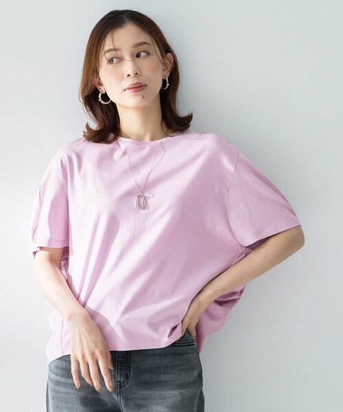 UNTITLED（アンタイトル）の「【汗染み防止/接触冷感】ドルマンプルオーバー（Tシャツ/カットソー・レディース・グリーン/ホワイト/ブラック/キャメル/ピンク/パープル・48/50/00/02/04/44）」の4枚目の写真
