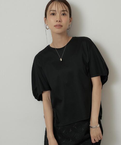 UNTITLED（アンタイトル）の「【汗染み防止/接触冷感】ドルマンプルオーバー（Tシャツ/カットソー・レディース・グリーン/ホワイト/ブラック/キャメル/ピンク/パープル・48/50/00/02/04/44）」の2枚目の写真